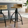Discount ✔️ Benzara Industrial Style Adjustable Swivel Counter Height Stool With Backrest 🌟