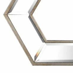 Promo 😍 Benzara Toby 12 X 14 Inch Wall Mount Accent Mirror, Dual Hexagon Wood Frame, Brown 🔔 -Benzara Sales Store unnamed file 105