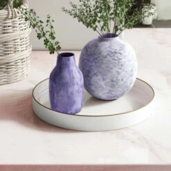 Promo 🌟 Benzara Contemporary Round Glossy Plastic Tray, White 😉