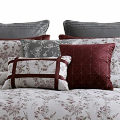 Buy ✔️ Benzara Sofia 10 Piece Polyester King Comforter Set, Orchid Flower Print, Red White ❤️ -Benzara Sales Store unnamed file 1181