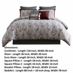 Buy ✔️ Benzara Sofia 10 Piece Polyester King Comforter Set, Orchid Flower Print, Red White ❤️ -Benzara Sales Store unnamed file 1182