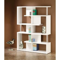 Cheapest 🎉 Benzara Splendid White Bookcase With Chrome Support Beams 🥰