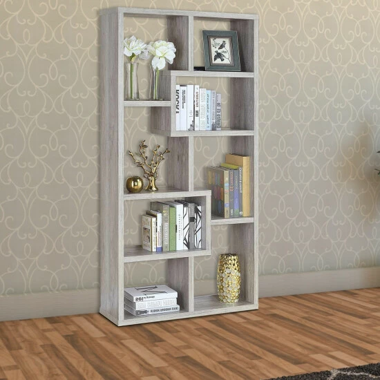 Best Sale ⭐ Benzara Modish Wooden Bookcase With Multiple Shelves, Gray 🔔 7 Best Sale ⭐ Benzara Modish Wooden Bookcase With Multiple Shelves, Gray 🔔 - Image 5