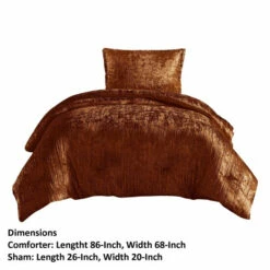 Budget 🥰 Benzara Jay 2 Piece Twin Comforter Set, Copper Polyester Velvet Deluxe Texture ❤️ -Benzara Sales Store unnamed file 1490