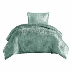 Hot Sale 🤩 Benzara Jay 2 Piece Twin Comforter Set, Polyester Velvet Deluxe Texture, Green 🛒