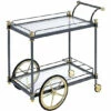Wholesale 🔥 Benzara Metal Framed Serving Cart With Tempered Glass Shelves And Side Handle, Black And Clear 👍 -Benzara Sales Store unnamed file 1545