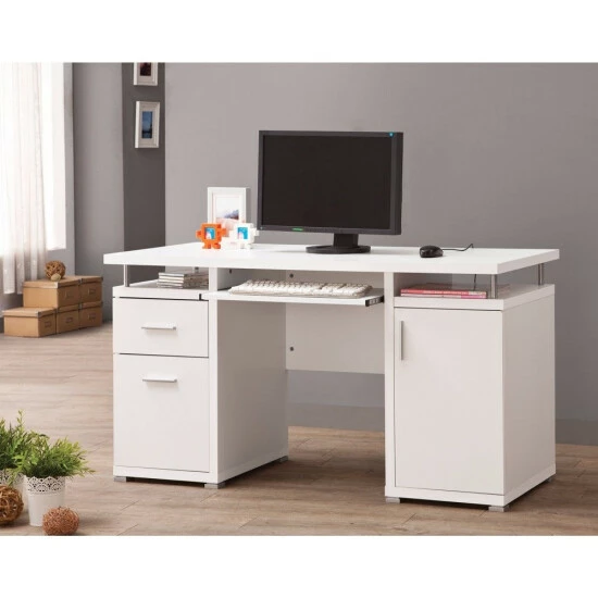 Cheap 😀 Benzara Elegant White Computer Desk With Efficient Storage 💯 3 Cheap 😀 Benzara Elegant White Computer Desk With Efficient Storage 💯