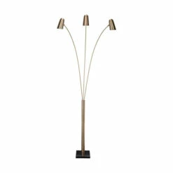 Best deal 🔥 Benzara 95 Inch Modern Metal Arc Tri Lamp With Dimmer, Marble Base, Gold, Black 👍