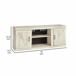 Outlet ⭐ Benzara 60 Inch Wood TV Media Entertainment Console, 3 Shelves, Farmhouse, White 🛒 -Benzara Sales Store unnamed file 1606