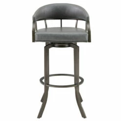 Cheap 😀 Benzara Blake 30 Inch Modern Vegan Faux Leather Bar Stool, Swivel, Metal Legs, Gray 👍 -Benzara Sales Store unnamed file 1631