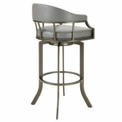 Cheap 😀 Benzara Blake 30 Inch Modern Vegan Faux Leather Bar Stool, Swivel, Metal Legs, Gray 👍 -Benzara Sales Store unnamed file 1632