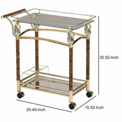 Cheap 🥰 Benzara Alluring Serving Cart, Golden Plated & Clear Glass ⌛ -Benzara Sales Store unnamed file 1639