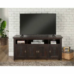 New 🥰 Benzara Wooden TV Stand With 3 Shelves And Cabinets, Espresso Brown 🔔 -Benzara Sales Store unnamed file 1644