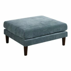 Best deal ❤️ Benzara Rio 32 Inch Modular Ottoman, Box Cushion Seat, Wood Legs, Slate Blue Fabric 🤩