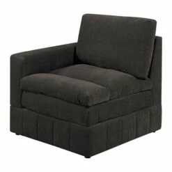 Cheapest 🔥 Benzara Luna 33 Inch Modular 1 Arm Corner Chair, Triple Plush Cushion Seat Dark Gray 🧨