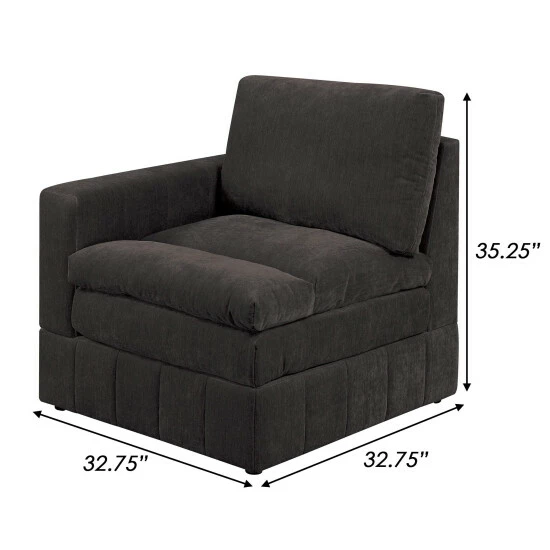 Cheapest ๐ฅ Benzara Luna 33 Inch Modular 1 Arm Corner Chair, Triple Plush Cushion Seat Dark Gray ๐งจ 7 Cheapest ๐ฅ Benzara Luna 33 Inch Modular 1 Arm Corner Chair, Triple Plush Cushion Seat Dark Gray ๐งจ - Image 5