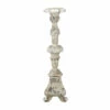 Cheapest 😍 Benzara 25 Inch Metal Candle Holder, Elegant Turned Pedestal In Distressed White 😍