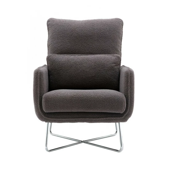 Deals โจ Benzara Tory 37 Inch Modern Leisure Accent Chair, Velvet, Lumbar Pillow, Light Gray ๐ 4 Deals โจ Benzara Tory 37 Inch Modern Leisure Accent Chair, Velvet, Lumbar Pillow, Light Gray ๐ - Image 2