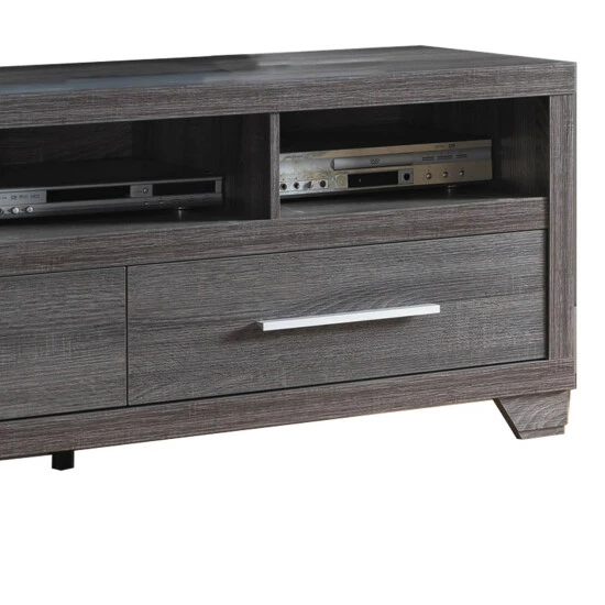 Cheap 🛒 Benzara Wooden TV Stand With Two Drawers And Three Open Shelves, Grey 😉 4 Cheap 🛒 Benzara Wooden TV Stand With Two Drawers And Three Open Shelves, Grey 😉 - Image 2