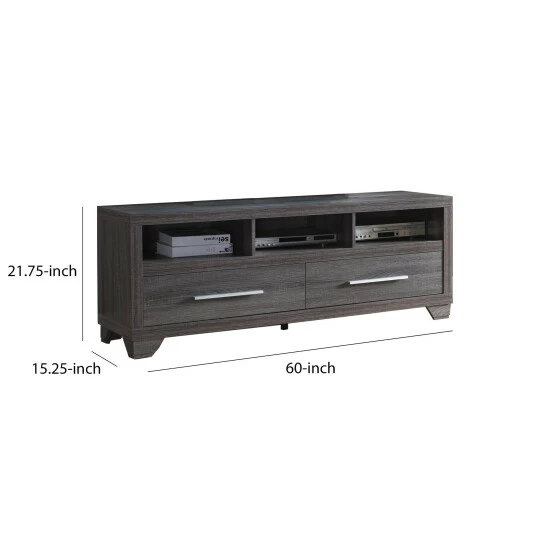 Cheap 🛒 Benzara Wooden TV Stand With Two Drawers And Three Open Shelves, Grey 😉 7 Cheap 🛒 Benzara Wooden TV Stand With Two Drawers And Three Open Shelves, Grey 😉 - Image 5