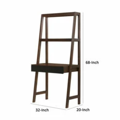 Best Sale 😍 Benzara 68 Inch Desk, Ladder Bookcase Shelves, 1 Drawer, Espresso Brown Acacia Wood ✔️ -Benzara Sales Store unnamed file 1860