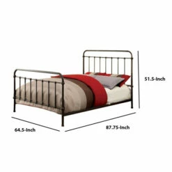 Outlet 👍 Benzara Metal Queen Size Platform Bed With Headboard & Footboard, Deep Bronze 🔔 -Benzara Sales Store unnamed file 1910