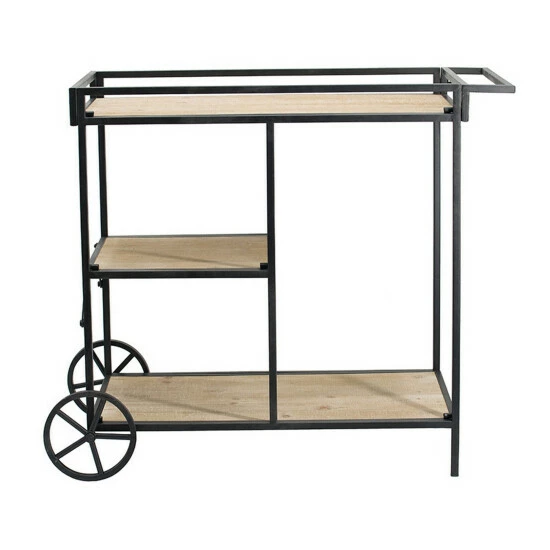 Cheap ๐ Benzara 32 Inch Bar Cart, 3 Tiers, Fir Wood Shelves, Iron Frame, Black, Brown ๐ 4 Cheap ๐ Benzara 32 Inch Bar Cart, 3 Tiers, Fir Wood Shelves, Iron Frame, Black, Brown ๐ - Image 2
