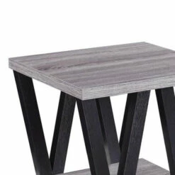 Outlet 😉 Benzara Zig-zag Contemporary Solid Wooden End Table With Bottom Shelf, Grey And Black 😉 -Benzara Sales Store unnamed file 1975