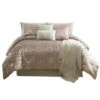 Promo 👏 Benzara Eve 10 Piece Queen Size Poly Velvet Comforter Set, Foil Pattern, Blush Pink 💯 -Benzara Sales Store unnamed file 2049