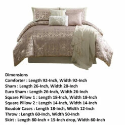 Promo 👏 Benzara Eve 10 Piece Queen Size Poly Velvet Comforter Set, Foil Pattern, Blush Pink 💯 -Benzara Sales Store unnamed file 2053
