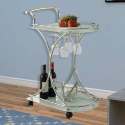 Buy 🧨 Benzara Captivating Serving Cart With 2 Frosted Glass Shelves, Silver 😉 -Benzara Sales Store unnamed file 2174