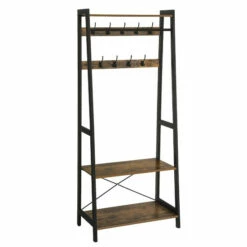 Best reviews of ❤️ Benzara Iron Framed 🧥 Coat Rack With Two Storage Shelves And Hanging Rail, Brown And Black ✨