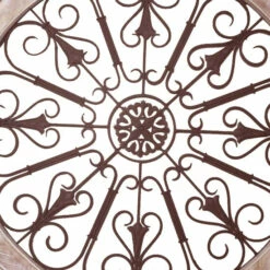Cheap ⭐ Benzara Round Intricate Metal Scrollwork Wall Decor With Wooden Frame, Cream And Brown ❤️ -Benzara Sales Store unnamed file 2336
