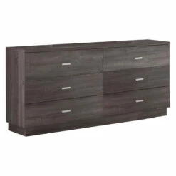 Cheapest 🥰 Benzara Maci 60 Inch Modern 👗 Dresser, 6 Drawers, Spacious Top, Distressed, Gray 🛒