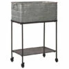 New 🛒 Benzara Rectangular Metal Beverage Tub With Stand And Open Grid Shelf, Gray And Black 🥰 -Benzara Sales Store unnamed file 2550