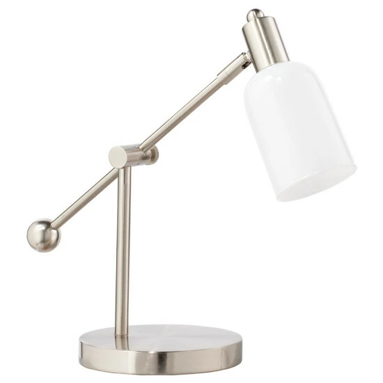 Deals ✔️ Benzara Draft 18 Inch Task Lamp, Hand Blown Glass Shade, Ombre Light White, Nickel ⌛ 3 Deals ✔️ Benzara Draft 18 Inch Task Lamp, Hand Blown Glass Shade, Ombre Light White, Nickel ⌛