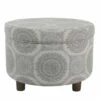 Coupon 🥰 Benzara Wooden Ottoman With Medallion Patterned Fabric Upholstery And Hidden Storage, Gray 😉
