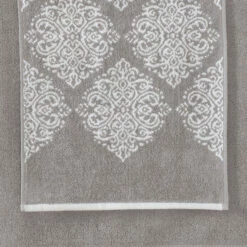 Brand new 🥰 Benzara Eula Modern 6 Piece Cotton Towel Set, Stylish Damask Pattern, Light Gray 🤩 -Benzara Sales Store unnamed file 2626
