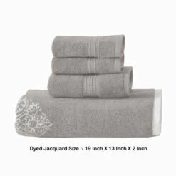 Brand new 🥰 Benzara Eula Modern 6 Piece Cotton Towel Set, Stylish Damask Pattern, Light Gray 🤩 -Benzara Sales Store unnamed file 2627