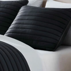 Flash Sale ⌛ Benzara Cabe 2 Piece Twin Comforter Set, Polyester Puffer Channel Quilted, Black 👍 -Benzara Sales Store unnamed file 2777
