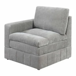 Flash Sale ✨ Benzara Luna 33 Inch Modular 1 Arm Corner Chair, Triple Plush Cushioned Seat, Gray 🤩