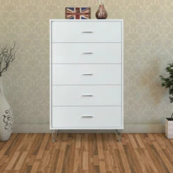 Buy 🔔 Benzara Contemporary Style Wooden Chest With Five Drawers, White 🥰 -Benzara Sales Store unnamed file 2802