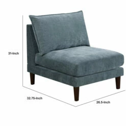 Discount 🎁 Benzara Rio 33 Inch Modular Armless Sofa Chair, Lumbar Cushion, Slate Blue Fabric 😀 -Benzara Sales Store unnamed file 2812