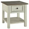 Coupon 👏 Benzara End Table With Plank Top And A Gliding Drawer, Cream And Brown 👏 -Benzara Sales Store unnamed file 2874