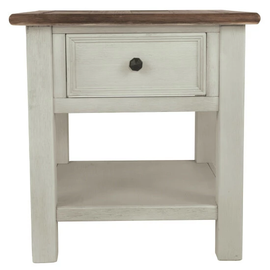 Coupon ๐ Benzara End Table With Plank Top And A Gliding Drawer, Cream And Brown ๐ 4 Coupon ๐ Benzara End Table With Plank Top And A Gliding Drawer, Cream And Brown ๐ - Image 2
