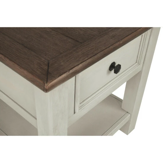 Coupon ๐ Benzara End Table With Plank Top And A Gliding Drawer, Cream And Brown ๐ 6 Coupon ๐ Benzara End Table With Plank Top And A Gliding Drawer, Cream And Brown ๐ - Image 4