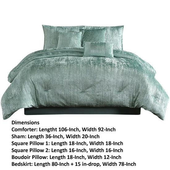 Brand new ๐ฅฐ Benzara Jay 7 Piece King Comforter Set, Polyester Velvet Deluxe Texture, Green ๐งจ 7 Brand new ๐ฅฐ Benzara Jay 7 Piece King Comforter Set, Polyester Velvet Deluxe Texture, Green ๐งจ - Image 5