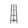 Deals 👍 Benzara Four Tier Ladder Style Wooden Corner Shelf With Iron Framework, Brown And Black ✨ -Benzara Sales Store unnamed file 2988