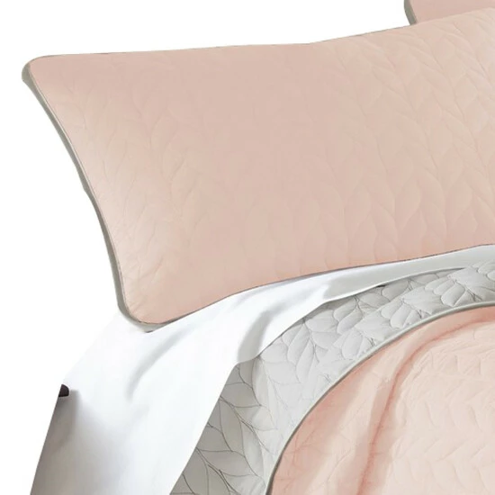 Best deal 😀 Benzara Eva 3 Piece Queen Microfiber Reversible Coverlet Set, Quilted, Gray, Pink 😉 4 Best deal 😀 Benzara Eva 3 Piece Queen Microfiber Reversible Coverlet Set, Quilted, Gray, Pink 😉 - Image 2