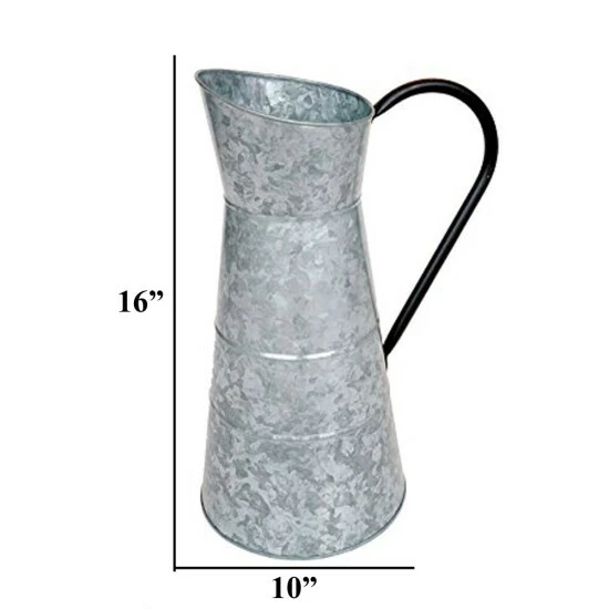 Wholesale ๐ Benzara Farmhouse Style Galvanized Metal Jug With Handle, Gray ๐ 5 Wholesale ๐ Benzara Farmhouse Style Galvanized Metal Jug With Handle, Gray ๐ - Image 3